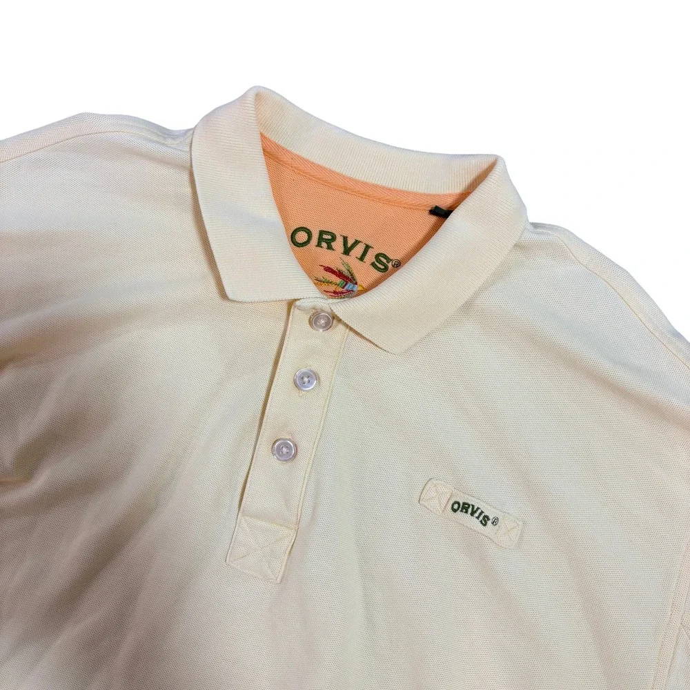ORVIS Polo Shirt Mens XL Yellow Cotton Fly Fishing Outdoor Casual Classic